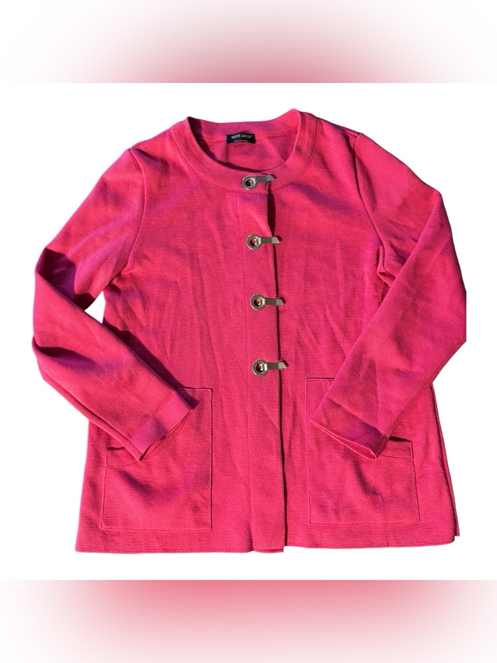 Saint James Vibrant Pink Wool Toggle-Front Jacket